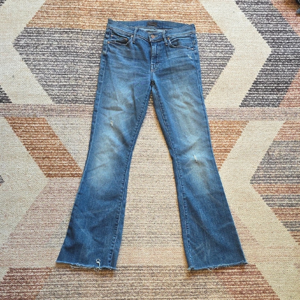 MOTHER The Cruiser Blue Boot Flare Leg Jeans Size 26 Short Raw Hem